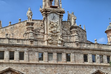 Detail of the facade of the Church of the Santos Juanes, Valencia, Spain