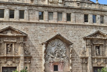 Fototapeta na wymiar Detail of the facade of the Church of the Santos Juanes, Valencia, Spain