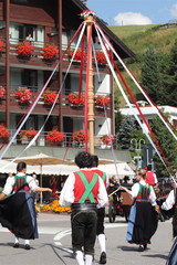 Folkloric event with traditional Val Gardena costumes
