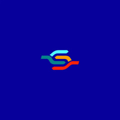 s letter logo initial arrow design direction
