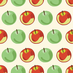 Seamless pattern with red and green apples
