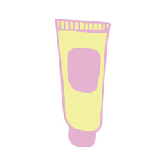 Skin care cosmetic hand drawn vector illustration. Cream, parfume, Serum drop and Face gel or lotion icons. 24 hour face care cream protection. Medical skin cosmetic.