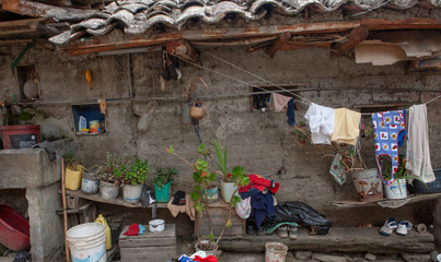 Yard of a house in the Village Tantamayo. Peru. Andes. Huánuco Region, Huamalíes Province, Tantamayo District.