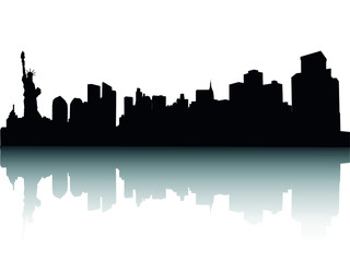 Vector Illustration of the Silhouette Skyline of New York City