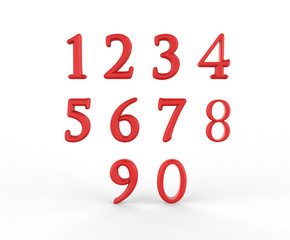 3D numeral alphabet. 3d illustration isolated on white background.