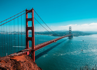 San Francisco Golden Gate Bridge with beautiful weather - obrazy, fototapety, plakaty