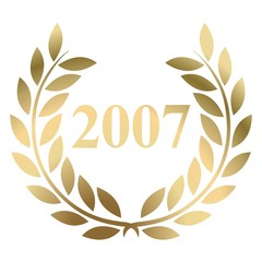 Year 2007 gold laurel wreath vector isolated on a white background 