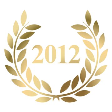 Year 2012 gold laurel wreath vector isolated on a white background 