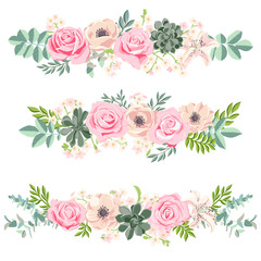 vector drawing flowers set