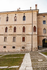 View on an ancient palace in the city of Feltre, province of Belluno, Veneto - Italy