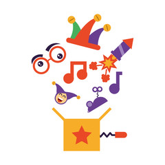 fun surprise box with icons fools day © djvstock