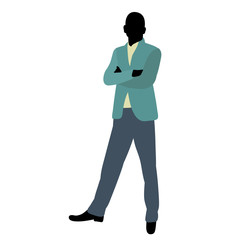 isolated, silhouette in colored clothes, guy, businessman, man