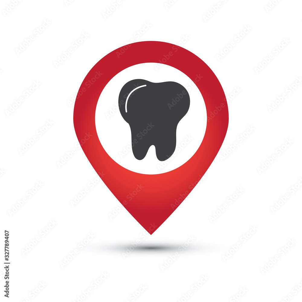 Poster dentist map pointer on white background