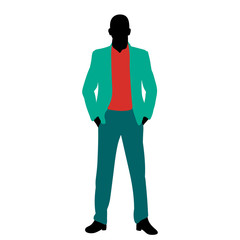 vector, isolated, silhouette in colored clothes, guy, businessman, man
