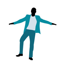 vector, isolated, silhouette in colored clothes, guy, businessman