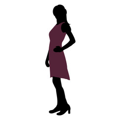 vector, isolated, silhouette in colored clothes, girl posing