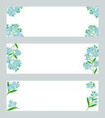 Forget me nots flower postcard  invitation frame set vector spring botanical illustration