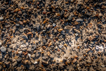 Small beach stone in beautiful sunlight