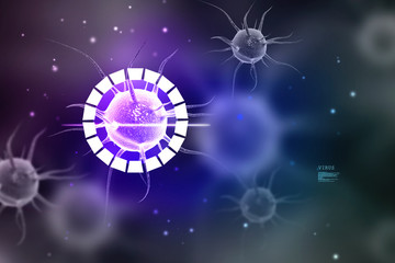 3d rendering Virus bacteria cells background