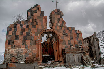 Ruins of a temple on top of a mountain. Church in nature. Beautiful architecture of churches....