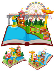Set of books with many rides in the circus