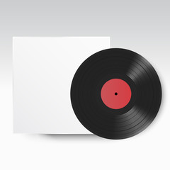 Fototapeta na wymiar Realistic Vinyl Record with Cover Mockup. Front view