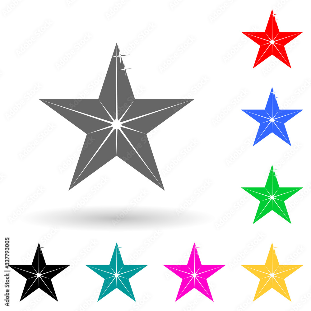 Poster five-pointed star multi color style icon. simple glyph, flat vector of star icons for ui and ux, web