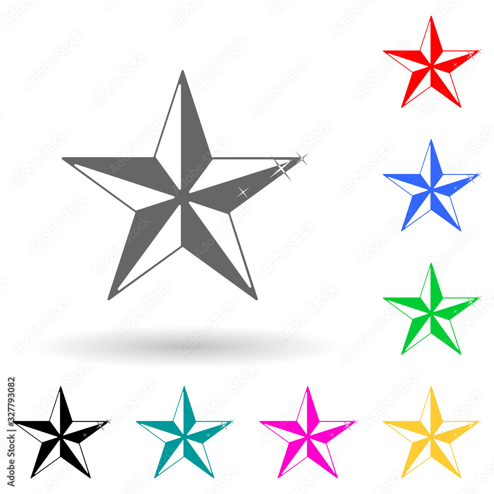 Poster five-pointed star multi color style icon. simple glyph, flat vector of star icons for ui and ux, web