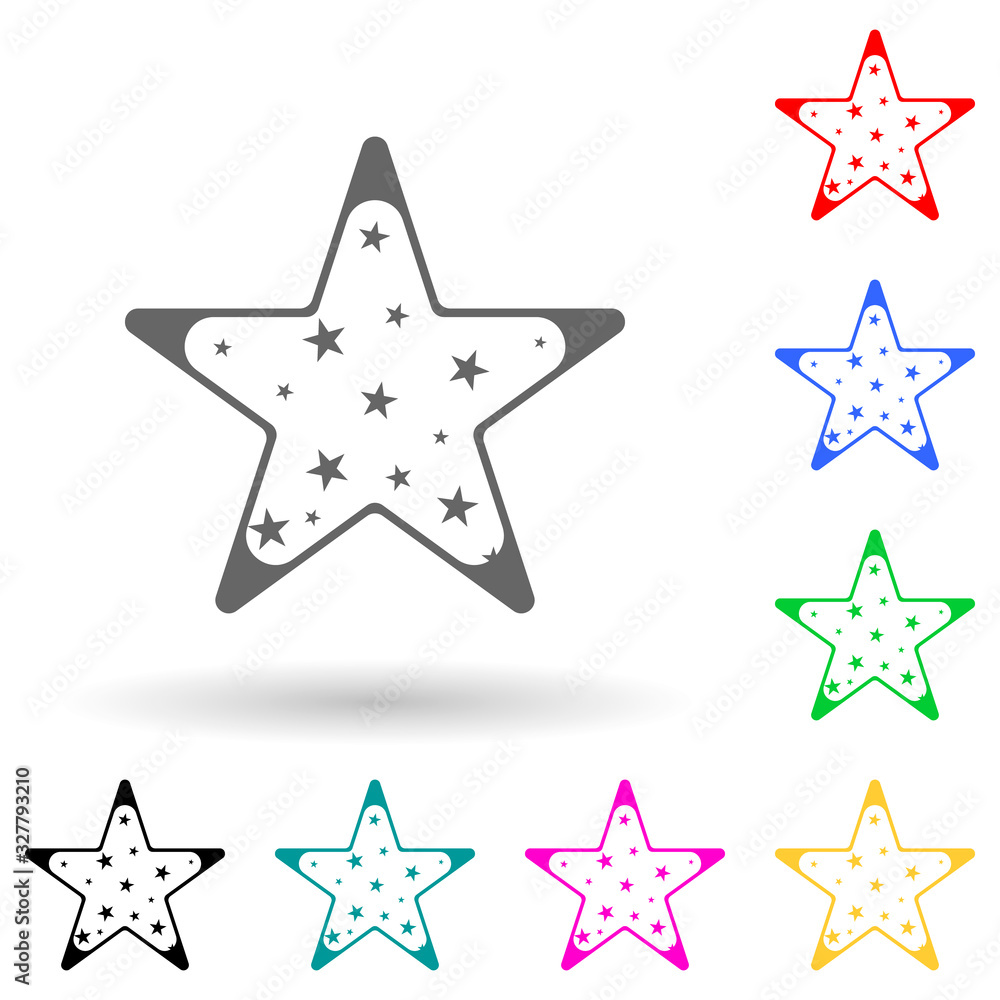 Poster five-pointed star multi color style icon. simple glyph, flat vector of star icons for ui and ux, web