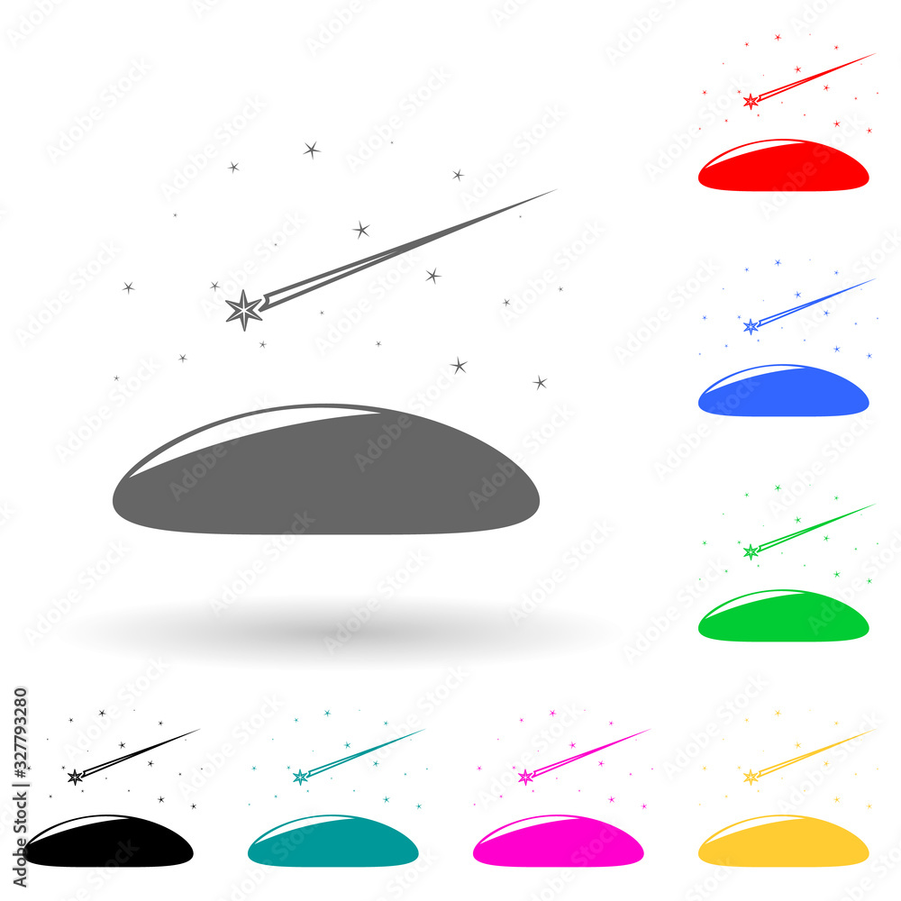 Poster shooting star in the sky multi color style icon. simple glyph, flat vector of star icons for ui and 