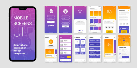  Mobile Application Design Templates Set - obrazy, fototapety, plakaty
