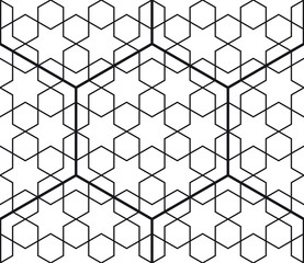 Vector art black line seamless geometric texture honeycomb - arabic. White background.