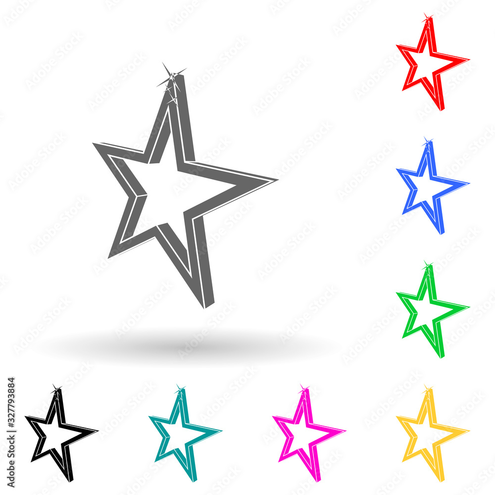 Poster 3d star multi color style icon. simple glyph, flat vector of star icons for ui and ux, website or mo