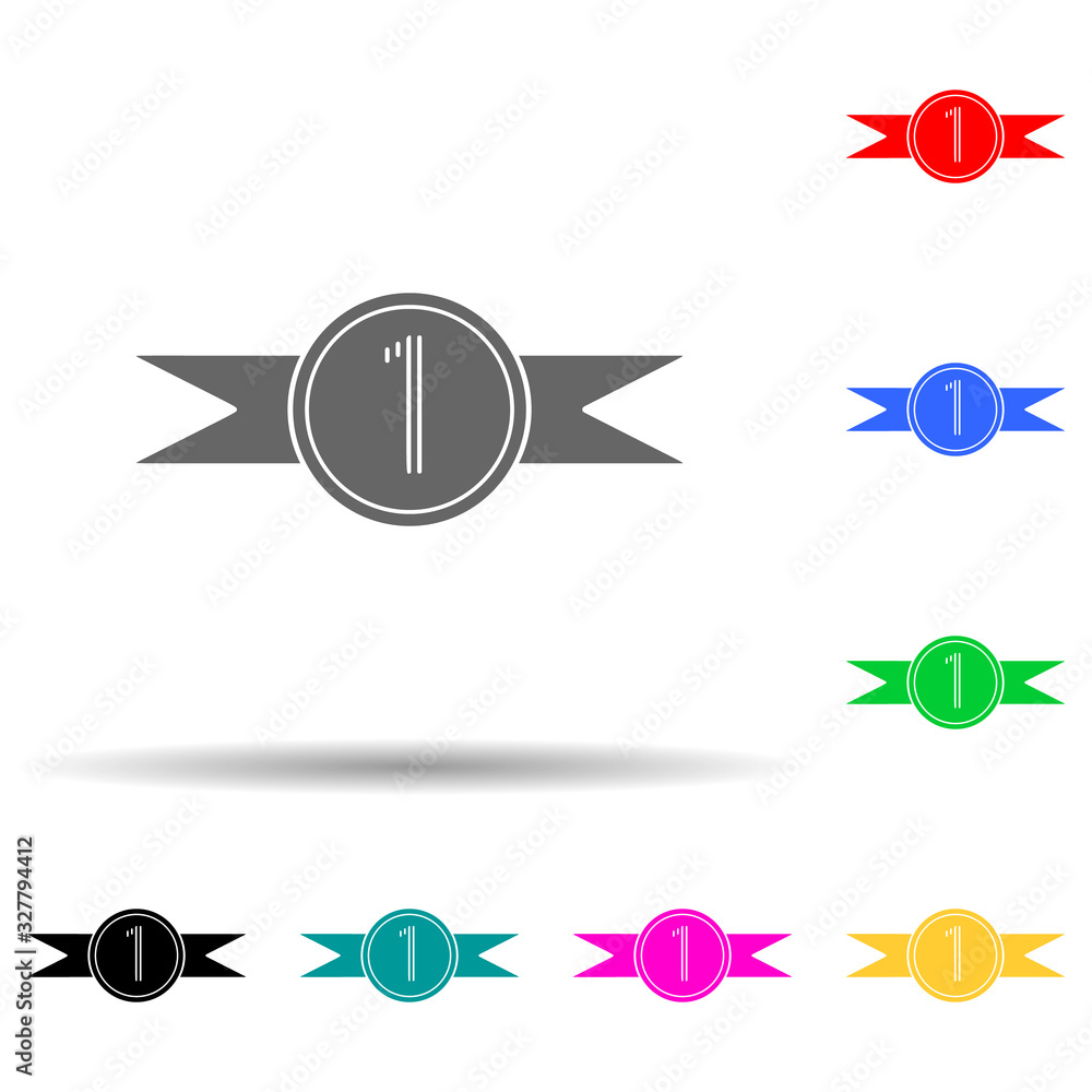 Poster first place medal multi color style icon. simple glyph, flat vector of sucsess and awards icons for 