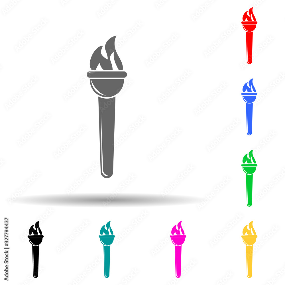 Poster sports torch multi color style icon. simple glyph, flat vector of sucsess and awards icons for ui an