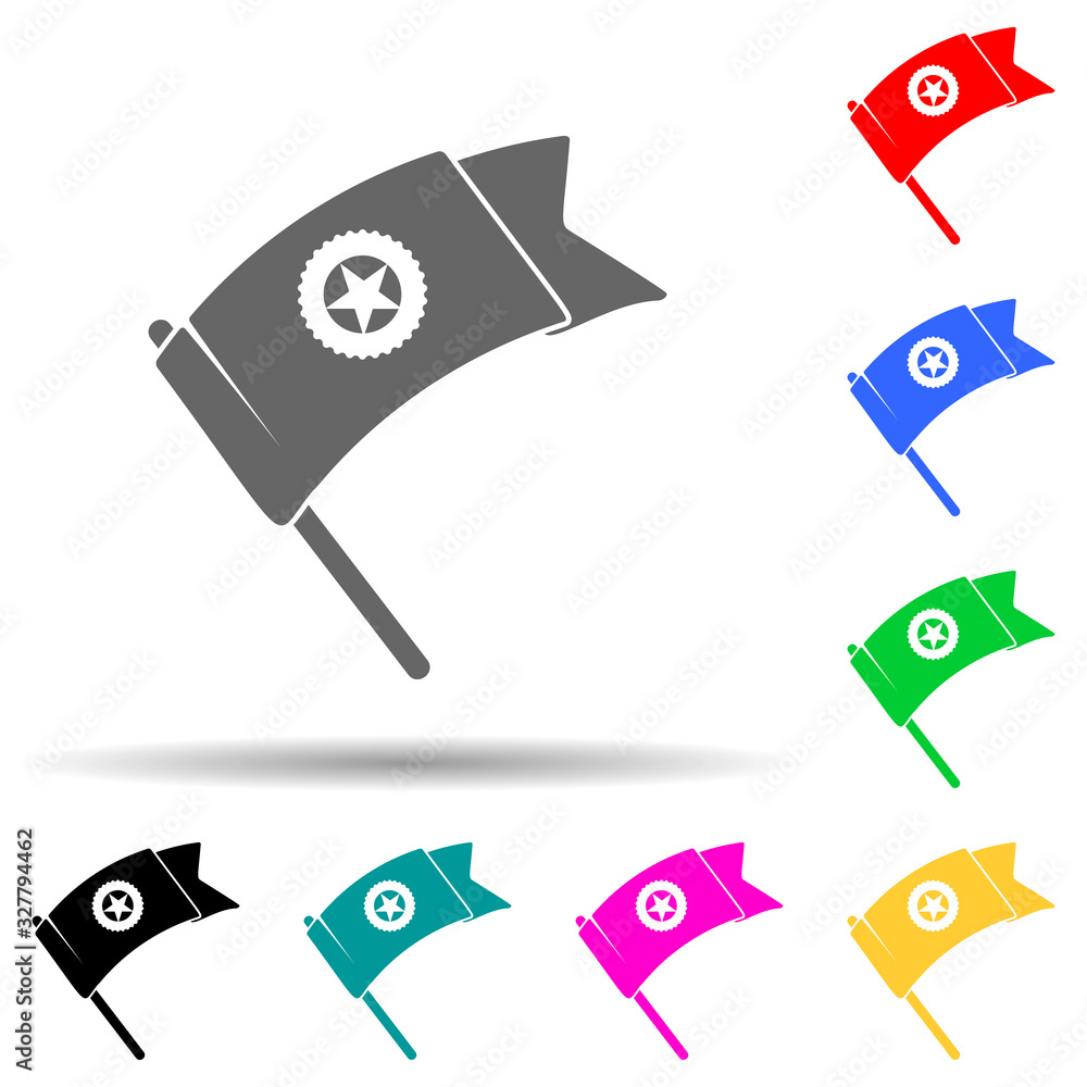 Poster flag of victory with a star multi color style icon. simple glyph, flat vector of sucsess and awards 