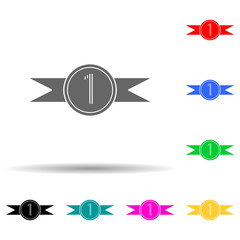 Obraz premium first place medal multi color style icon. Simple glyph, flat vector of sucsess and awards icons for ui and ux, website or mobile application