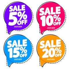 Set Sale tags, discount banners design template, app icons, vector illustration