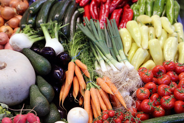 Group of various vegetables and as background