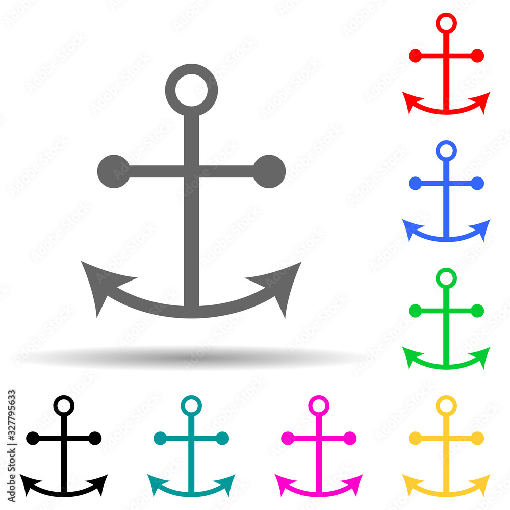 Poster ship's anchor multi color style icon. simple glyph, flat vector of summer pleasure icons for ui and 