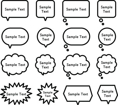 シンプルで使いやすい白黒の吹き出し テキスト 丸 四角 文字スペース Vector De Stock Adobe Stock