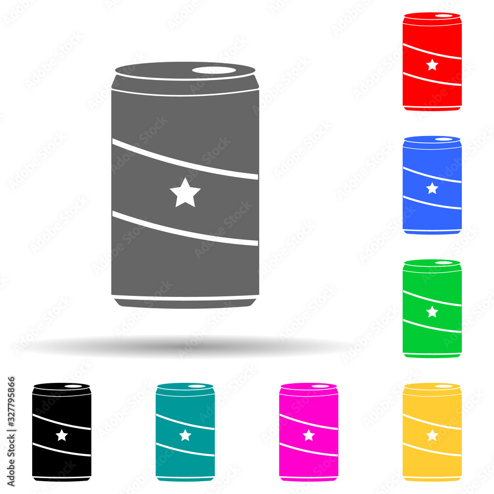 Poster soda can multi color style icon. simple glyph, flat vector of summer pleasure icons for ui and ux, w