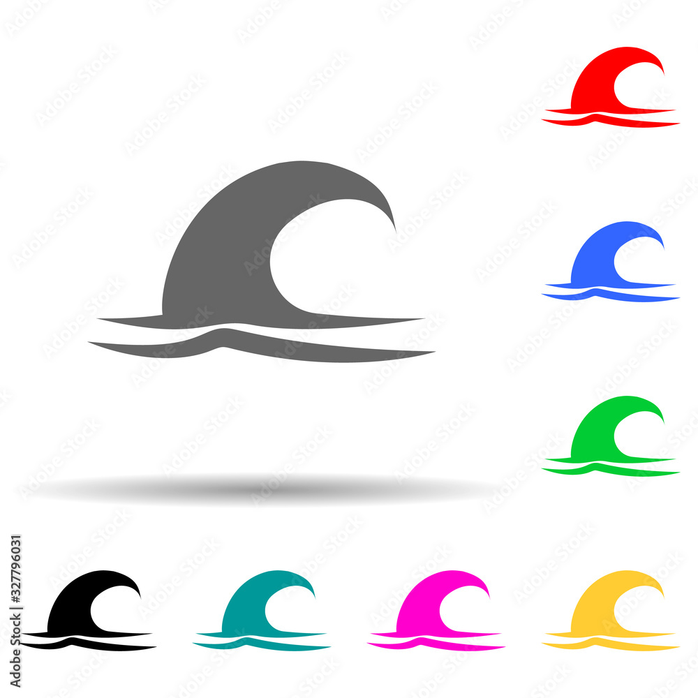 Aufkleber sea wave multi color style icon. simple glyph, flat vector of summer pleasure icons for ui and ux, w