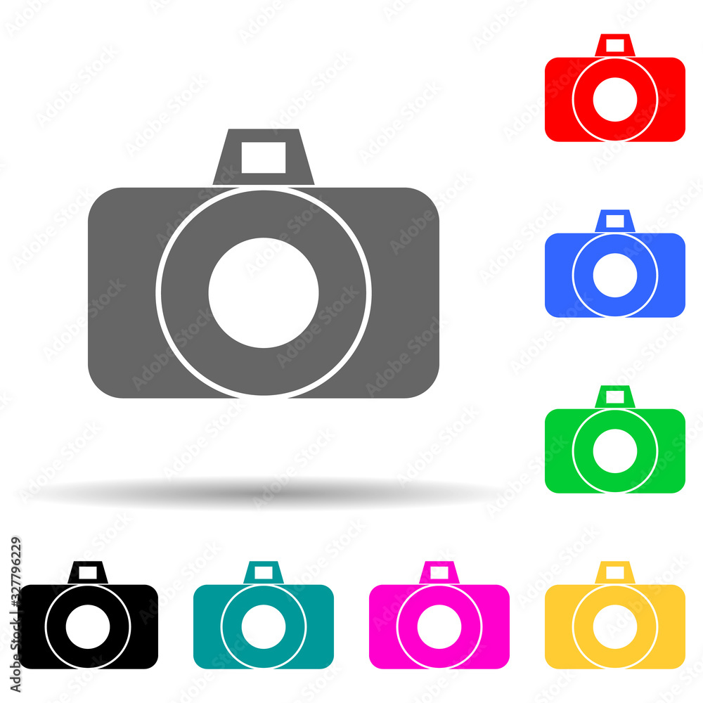 Poster camera multi color style icon. simple glyph, flat vector of summer pleasure icons for ui and ux, web