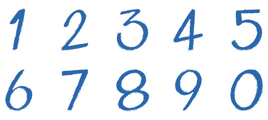 Font design for number one to zero on white background