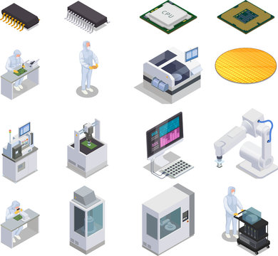Semiconductor Production Icon Set