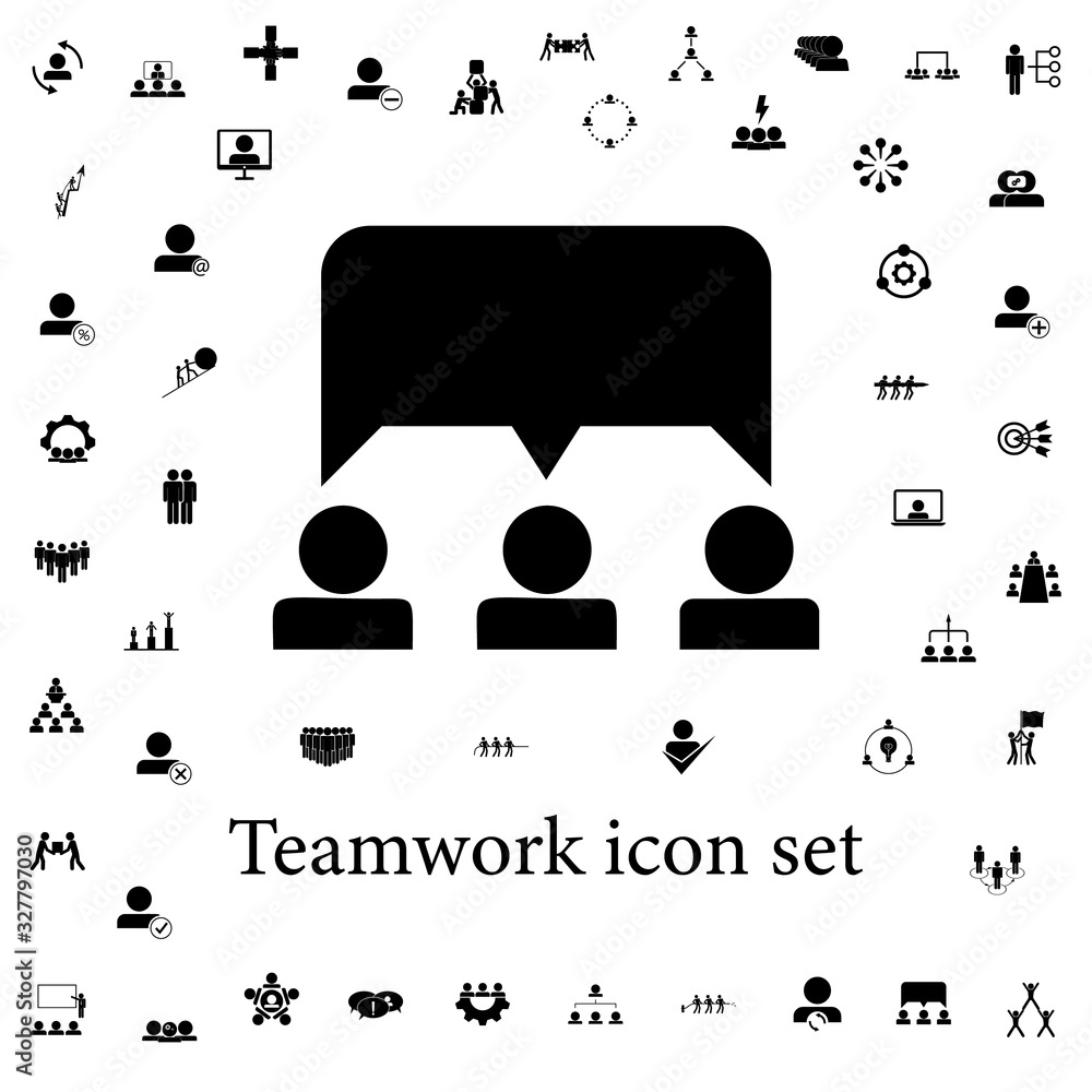 Poster joint discussion icon. teamwork icons universal set for web and mobile