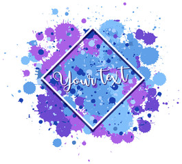 Background design with watercolor splash in blue and purple on white background