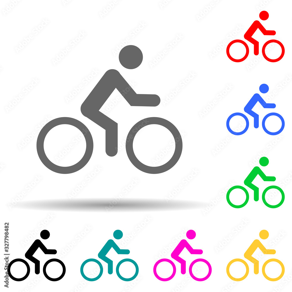 Poster cyclist multi color style icon. simple glyph, flat vector of transport icons for ui and ux, website 