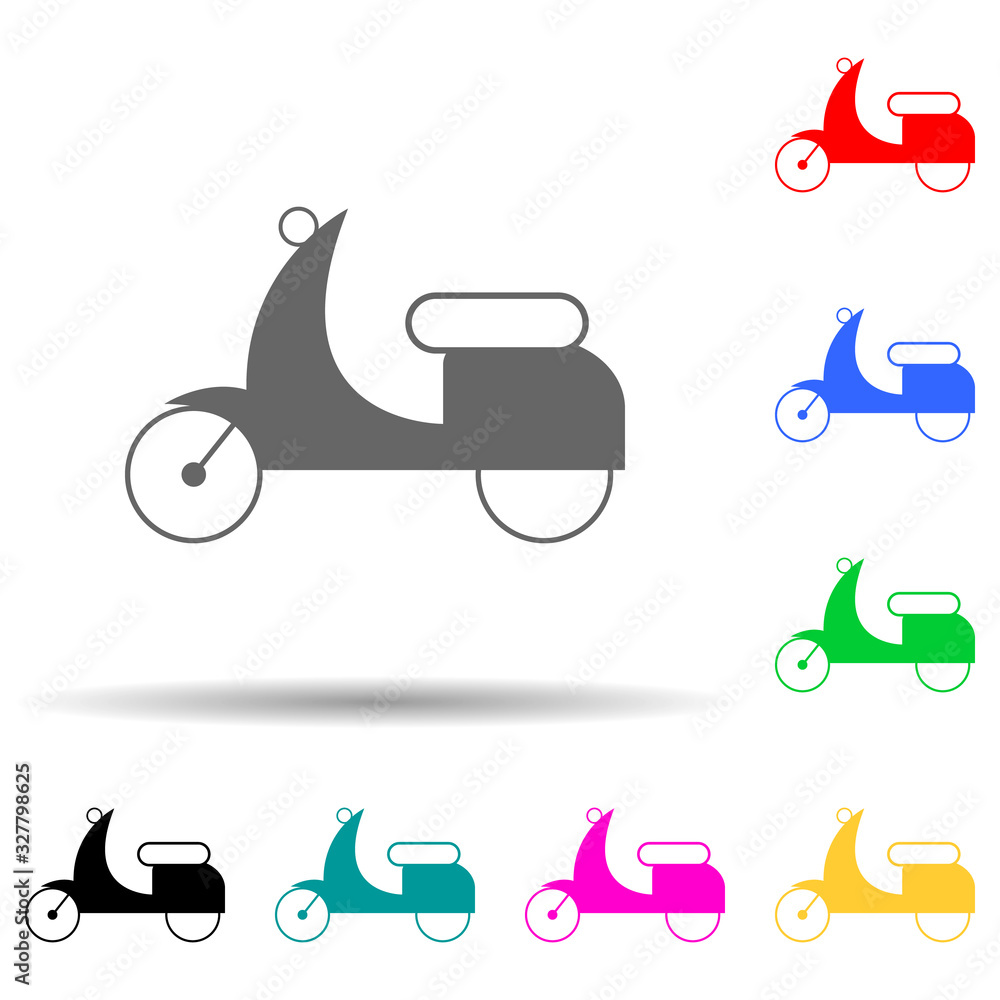 Poster small motorcycle multi color style icon. simple glyph, flat vector of transport icons for ui and ux,